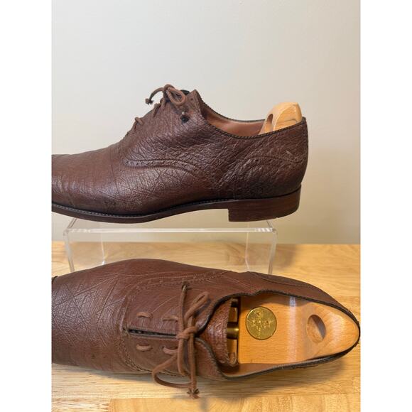 Barker Black Brown Leather Made in England Oxford Dress Shoes Size 9 JL - Picture 3 of 16